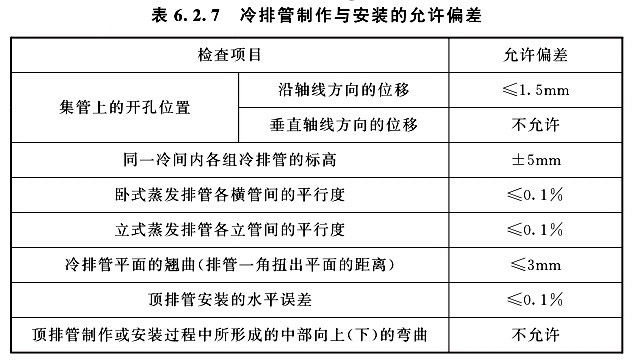 冷排管制作與安裝的允許偏差